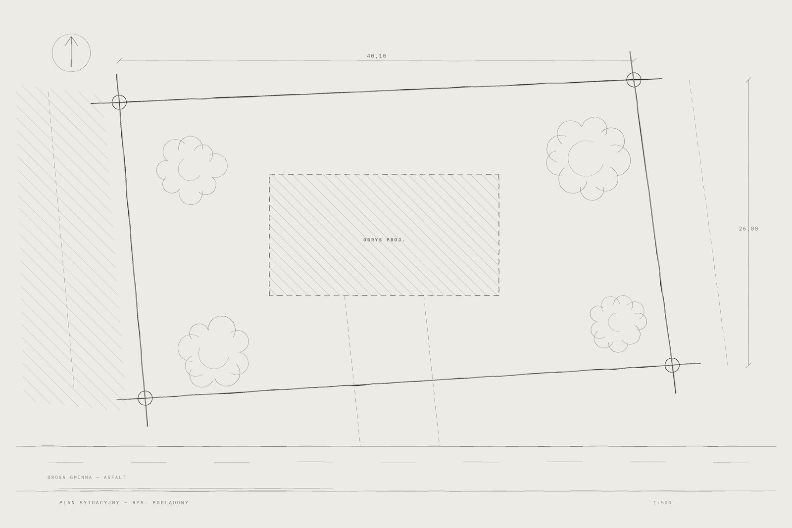 Dom wolnostojący z ogrodem, Jarocin – osiedle Konstytucji — plan sytuacyjny
