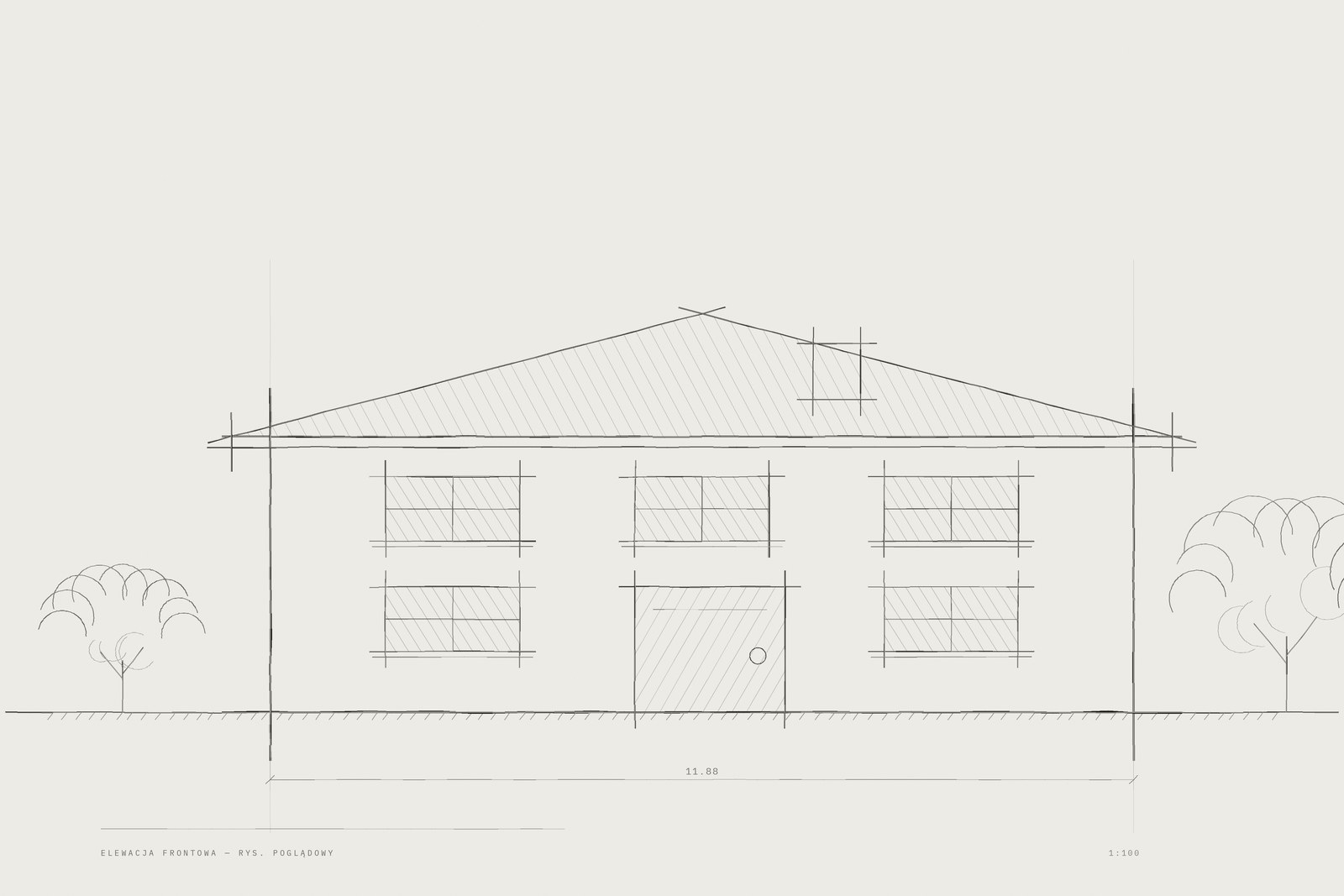 Działka budowlana 1040 m² z warunkami zabudowy, Cielcza — elewacja frontowa